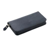 Bolso de almacenamiento de papelería vintage, bolsa de cuero con tres ranuras, estuche organizador para fuente de fuente, soporte de herramientas de escritura inspirado en la antigüedad, organizador