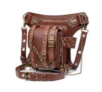 Bolso de arnés Multiuso de Cuero PU con Remaches Steampunk, Bolso de Cabestrillo for Cintura/Muslo/Pecho con herrajes de latón Antiguo