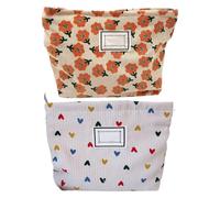 Bolso De Aseo Para Mujer De 2 Piezas, Bolso Cosmético Portátil, Bolso De Almacenamiento De Pana, Bolso Retro Con Cremallera, Bolso De Acabado De Viaje.