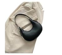 Bolso De Axila Marea Color Sólido Textura Casual Un Hombro Nicho Francés Forma De Media Luna(Black)
