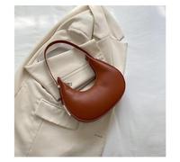 Bolso De Axila Marea Color Sólido Textura Casual Un Hombro Nicho Francés Forma De Media Luna(Brown)