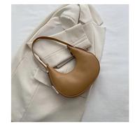 Bolso De Axila Marea Color Sólido Textura Casual Un Hombro Nicho Francés Forma De Media Luna(Khaki)