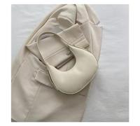 Bolso De Axila Marea Color Sólido Textura Casual Un Hombro Nicho Francés Forma De Media Luna(White)