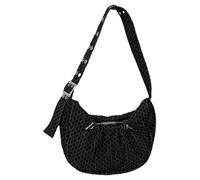 Bolso De Axila Plisado con Textura A Cuadros Coreanos para Mujer Axila Color Sólido Ojales Hombro Correa Hombro Poliéster