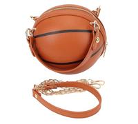 Bolso de baloncesto para mujer, bolso con forma de baloncesto, bolso bandolera de piel sintética, bolso de un solo hombro para viajes de compras escolares, bolso novedoso de moda (Marrón)