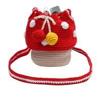 Bolso De Champiñones De Punto - Bolso De Punto Hecho A Mano, De Hombro Multifuncional | Bolso Pequeño Tejido A Mañana, Soporte De Cargador De Monedas, Accesorio Compacto Y, rojo, Consulte la