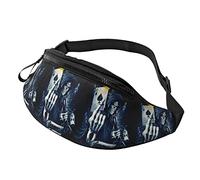 Bolso De Cintura Calavera Game Over Fire Cartas Unisex Riñonera Mujer Multifuncional,Ajustable Riñonera Militar Hombre para Senderismo Ciclismo Actividades 14X35Cm