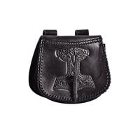 Bolso De Cintura Con Grabado De Martillo De Thor, Cuero, Negro