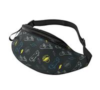 Bolso De Cintura Garabato, Patineta, Patrón Unisex Bumbag Casual,con Agujero De Auriculares Riñonera Deportiva para Viajar Vajes Senderismo 14X35Cm