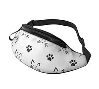 Bolso De Cintura Gato Caras Patas Unisex Riñoneras De Cintura Moda,Ajustable Riñonera para Pasear A Perros Deporte Entrenamiento 14X35Cm