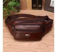 Bolso de cintura grande de piel auténtica, Bolso de cadera de capas de piel de vaca de capa para hombres, Mochila bandolera cruzada, Bolso de negocios