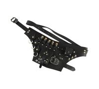 Bolso De Cintura Medieval Con Múltiples Bolsillos De Cuero,Negro | Cierre de hebilla metálica resistente, correa de cintura ajustable, mantiene las llaves y tarjetas a mano, adecuado para