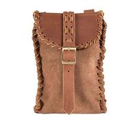 Bolso de cinturón con Hebilla de cinturón de PU Tejido a Mano de comerciante Medieval, Mini Bolso Cruzado Minimalista Retro Revival, Bolso pequeño para Exteriores, Estilo Medieval Lapp (marrón)