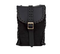 Bolso de cinturón con Hebilla de cinturón de PU Tejido a Mano de comerciante Medieval, minibolso Cruzado Minimalista Retro Revival, Bolso pequeño para Exteriores, Estilo Medieval Lapp (Negro)