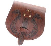 Bolso de cinturón de cuero sintético medieval retro medieval bolso monedero portátil LARP renacentistas trajes medieval bolsa de cuero, marrón, talla única, Belleza masiva