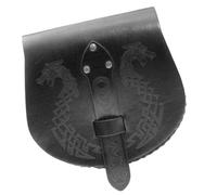 Bolso de cinturón de cuero sintético medieval retro medieval monedero monedero portátil LARP trajes renacentistas, Negro