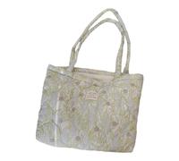 Bolso de compras de algodón para mujer con diseños acolchados e interior espacioso, bolso de hombro acolchado, E, Belleza masiva
