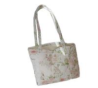 Bolso de compras de algodón para mujer, con diseños acolchados y espacioso, casual, bolso de hombro para viaje, c, One Size