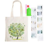 Bolso de Compras de la Pintura del Diamante de DIY, Bolso de Compras Reutilizable del Cuero de la Tela de la Bolsa de Asas de la Pintura del Diamante(BB001)