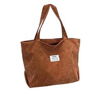 Bolso de compras de pana con diseño de letras para mujer, bolso de hombro para mujer, bolso de mano para estudiantes, bonito bolso de hombro, Brown, Talla única