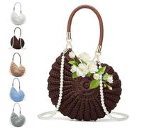Bolso De Concha Ganchillo, Nautilus Radiante, Hombro Mar Con Correa Perlas for Mujeres Vacaciones Verano Boho Bolsos