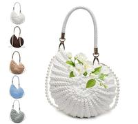 Bolso De Concha Ganchillo, Nautilus Radiante, Hombro Mar Con Correa Perlas for Mujeres Vacaciones Verano Boho Bolsos
