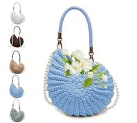 Bolso De Concha Ganchillo, Nautilus Radiante, Hombro Mar Con Correa Perlas for Mujeres Vacaciones Verano Boho Bolsos