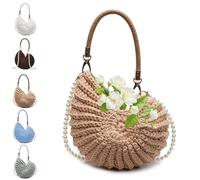 Bolso De Concha Ganchillo, Nautilus Radiante, Hombro Mar Con Correa Perlas for Mujeres Vacaciones Verano Boho Bolsos