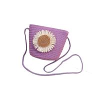 Bolso de concha tejido a mano for mujer, bolso hombro paja verano, cruzado playa for vacaciones Para mujer(Purple,14X11cmx6cm)