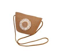 Bolso de concha tejido a mano for mujer, bolso hombro paja verano, cruzado playa for vacaciones Para Mujer(Khaki,19x15x6cm)
