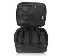 Bolso De Cosméticos De Doble Capa En Nylon Negro, Bolsa Cosmética Viaje Maquillaje Doble Capa, Bolsa Cosmética Viaje Bolsa Almacenamiento, La Estructura Liviana, Diseño Conveniente