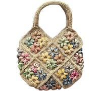 Bolso de crochet con flores, de paja, for playa, for mujer, bolso de verano, for viaje, tejido, for hombro, tipo shopper