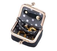Bolso De Cuero De La Moneda - Genuina Caja De Joyería De Cuero | Pequeño Bolso De Cosmético, En Efectivo, Moneda De La Moneda Suave Casa Porta Billetera Billetera Con Bloqueo De Besos, Pe, Negro