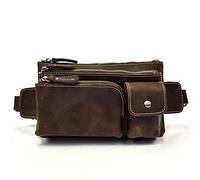 Bolso de Cuero Genuino, Fanny Pack Bum Belt Bag Bolso de Hombro para Hombres (Dark Brown)