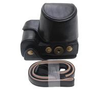 Bolso de Cuero PU for cámara, for Sony ZV-E10 ZVE10, Protector de Cuerpo con Funda de botón de Tornillo, Bolso de Hombro con Correa (Color : Black)