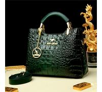 Bolso de de Lujo con Estampado de Verde para Mujer - Elegante Bolso de y con Correa Desmontable, Herrajes en Tono Dorado y de Cadena