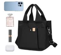 Bolso De De Tipo Tote | De Compras Con Asa | Tote Multiuso Con Para Hombro | Para Mujeres, Niñas, Compras, Lugar De Trabajo, Escuela, Al Aire Libre, Viaje, Picnic Y Directo, Negro,