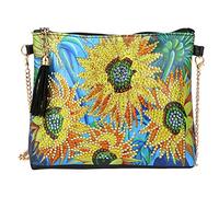 Bolso de diamante 5D con patrón de girasol, cartera de mano bandolera de cuero artesanal, bolso versátil ligero y elegante for mujeres jóvenes, oficina, viaje, cita y eventos casuales