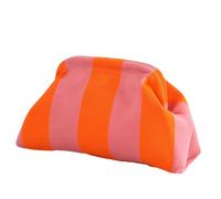 Bolso de embrague de granulación Mujeres Gancho de mano tejido Bolso Kiss Kiss Berrouille Granja Noche Purse tejer Embrague Retro Estilo Mand, rosa y naranja, Se référer au descriptif