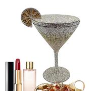 Bolso de embrague de pedrería - Botella de noche con forma de taza de cóctel de 15,2 cm, bolso brillante, novedad | Generoso accesorio Glam elegante para mujeres, fashionistas, estilist, B