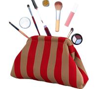 Bolso de embrague de punto, bolso de punto en la nube casual, bolso de nube con volantes estilo bolso de ganchillo tejido con cierre de bloqueo de beso para una cena elegante, Oro rojo, Ver