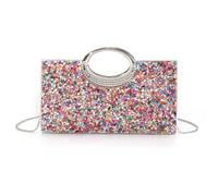 Bolso de embrague para mujer, bolso de cadena, para el hombro, para bodas de mujer, para noche, crossbody o baile, Color plateado, Mass Beauty