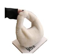 Bolso De Felpa Bolso de mano felpa color sólido con forma bola masa hervida, bolso, pequeño for teléfono al aire libre(White)