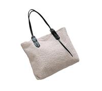 Bolso De Felpa Bolso de mano informal for mujer, bolso hombro gran capacidad, tela felpa cálida, bolsos compras for(WHITE)