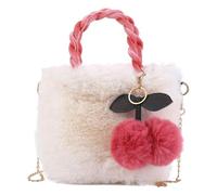 Bolso De Felpa Bolso De Peluche For Niña, Dulce, Versátil, Esponjoso, Con Cadenas, For El Hombro, Blanco, Y, A La Moda, Bonito Mano