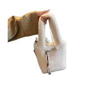 Bolso de felpa con patrón otoñal, versátil, cadena, bandolera un solo hombro, moderno, dulce y avanzado(Beige)