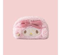 Bolso de felpa de la serie Sanrio Melody, estuche de lápices de felpa con forma de Melody, lindo bolso de maquillaje de dibujos animados de gran capacidad, suministros de papelería de estilo de de
