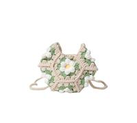 Bolso De Flores Tejido A Crochet Bolso bandolera de ganchillo hecho a mano, bonito, con estampado de flores, de hilo de tela, for hombro, de punto, for la axila.(Khaki)
