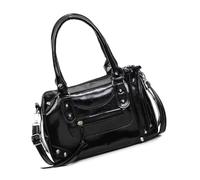 Bolso de gamuza con correa ajustable y asa superior, gran espacio de almacenamiento, elegante, casual, bolso de noche para uso diario, bolso cruzado de gamuza vintage, Black