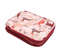 Bolso de ganchillo con estampado de ciervo sika, bolso de mano de punto, diseño de doble capa de gran capacidad, estuche de almacenamiento para agujas de ganchillo y lana de tela